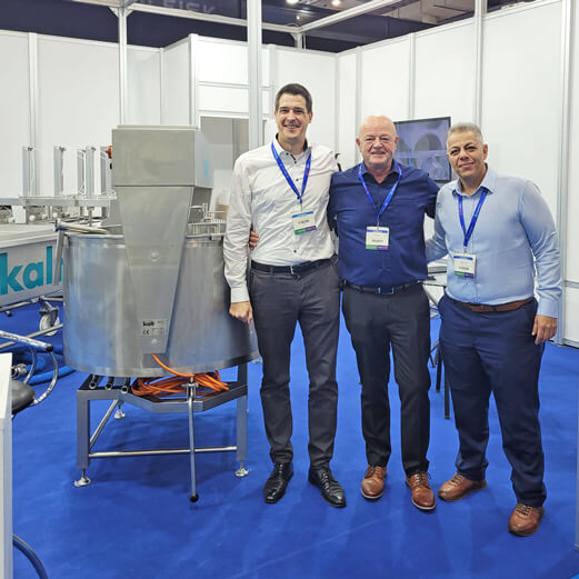Staedler Automation and Kalt Cheese Technology Booth Staff at FoodTech 2025 in Athens, Greece
